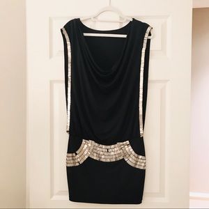 Bebe Embellished Black Mini Dress